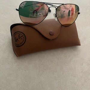 Womens Pink and Rose Gold Ray-Ban Aviator Sunglasses